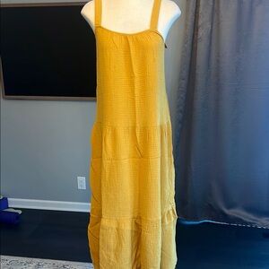 Sunny Yellow Tiered Sleeveless Maxi Sundress